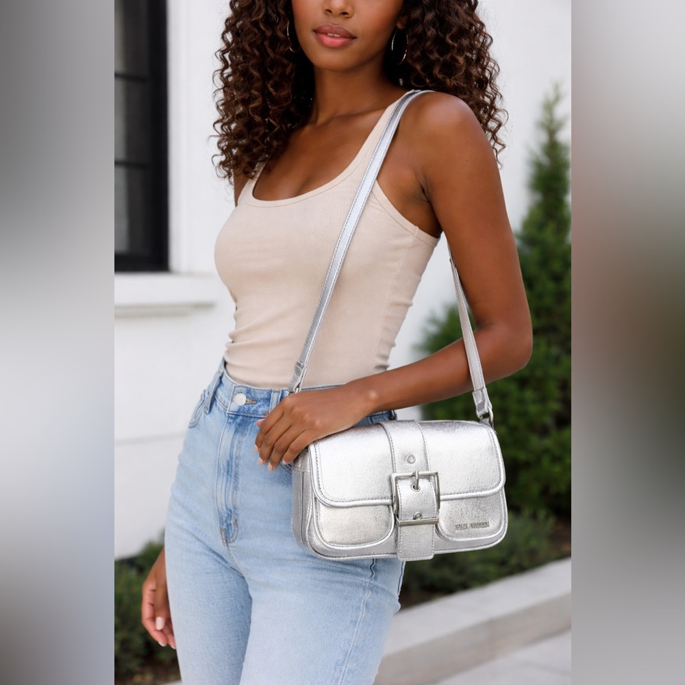 Steve Madden Silver Baguette Shoulder Bag
